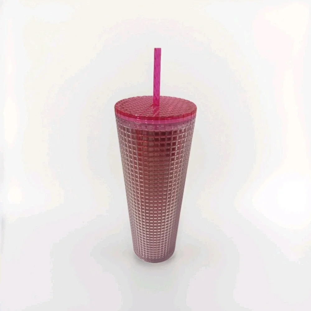 Starbucks 2020 Iridescent Pink Grid Disco Cold‎ Cup Tumbler Venti 24oz.